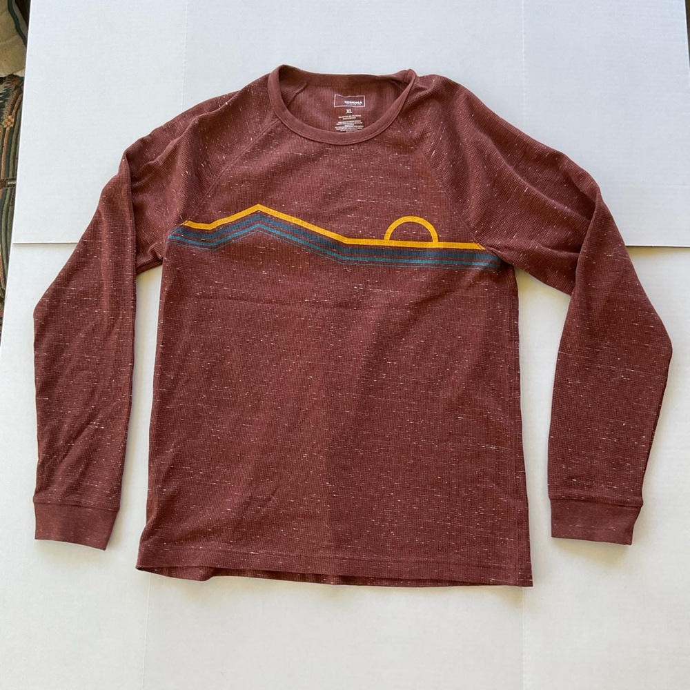 NWOT Sonoma Pique Knit Sweater Men's XL Red Burgundy Sunshine Graphic